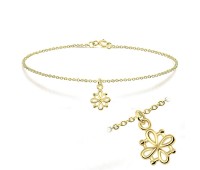 Flower and Square Silver Bracelet BRS-191-GP